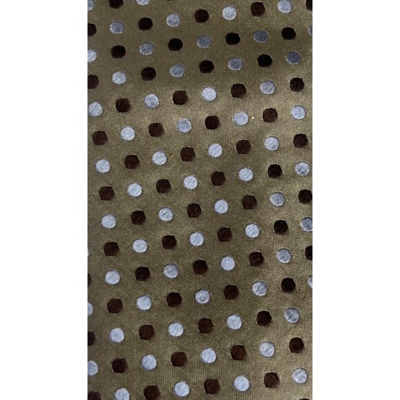 Geoffrey Beene Polka Dot Tie Tan Brown Blue - Picture 2 of 4